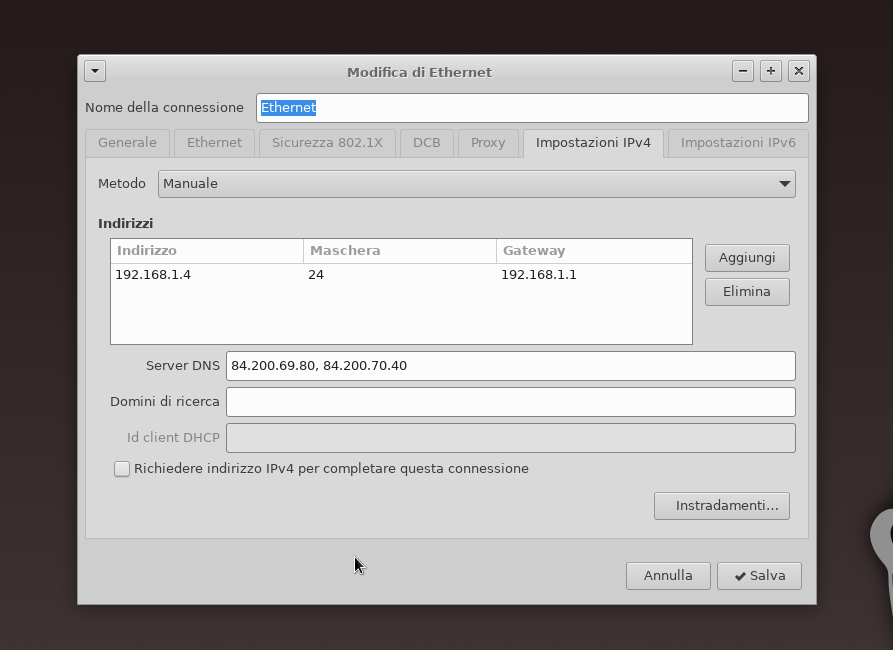 NetworkManager - Cambiare i DNS - 3